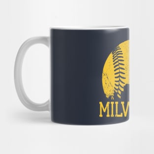 Vintage Milwaukee Downtown City Skyline Baseball For Game Day Mug